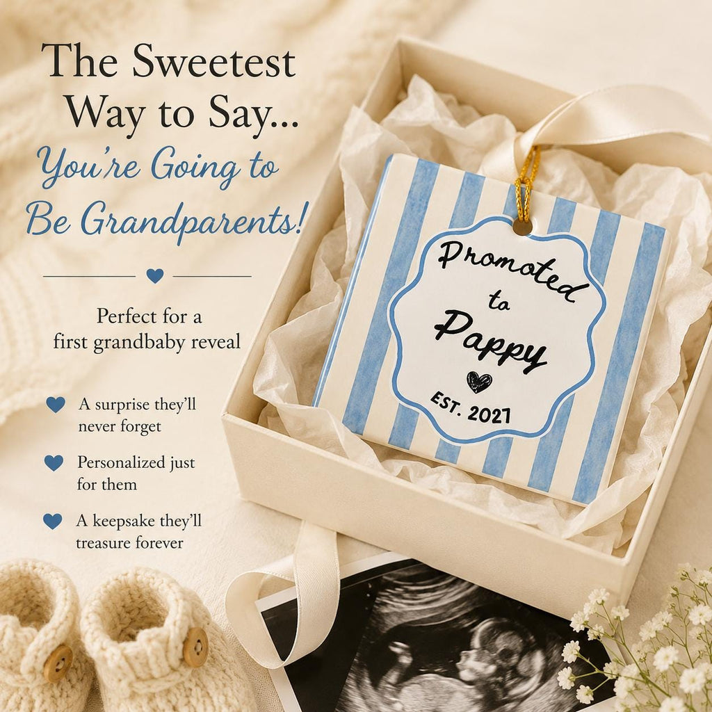 Promoted to Grandparents Ornament, Custom Grandma Grandpa Pregnancy Reveal Announcement, Personalized Expecting Baby Christmas Ornament 2026