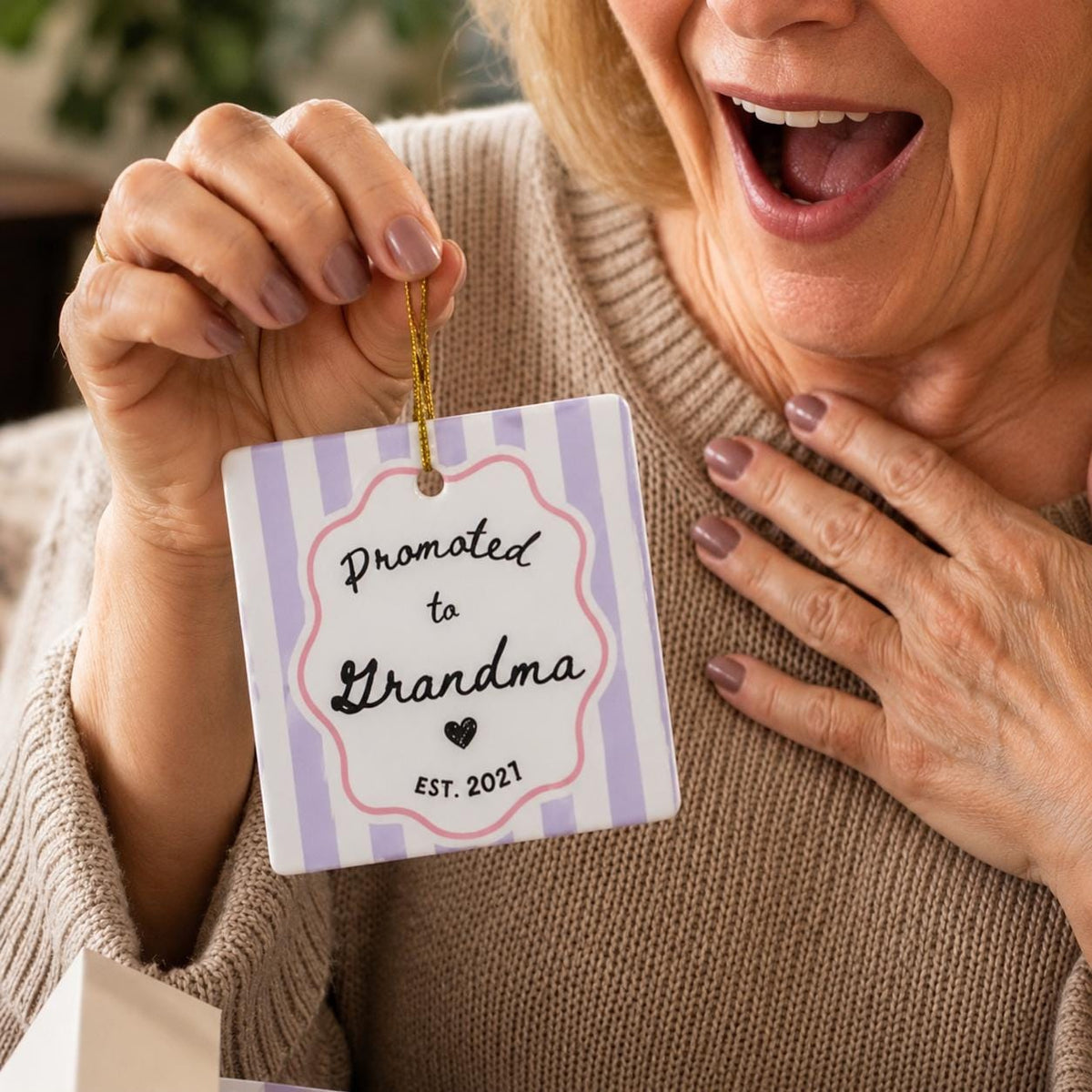 Promoted to Grandparents Ornament, Custom Grandma Grandpa Pregnancy Reveal Announcement, Personalized Expecting Baby Christmas Ornament 2026