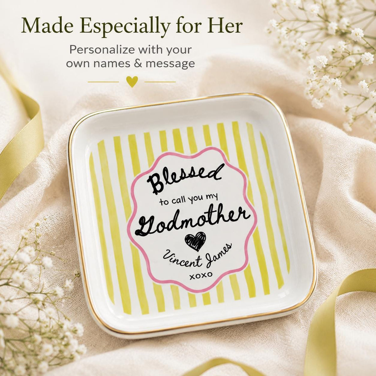 Godmother Proposal Jewelry Dish, Custom Godparent Appreciation Gift, Pregnancy Announcement Keepsake, Baptism Gift for Godmother
