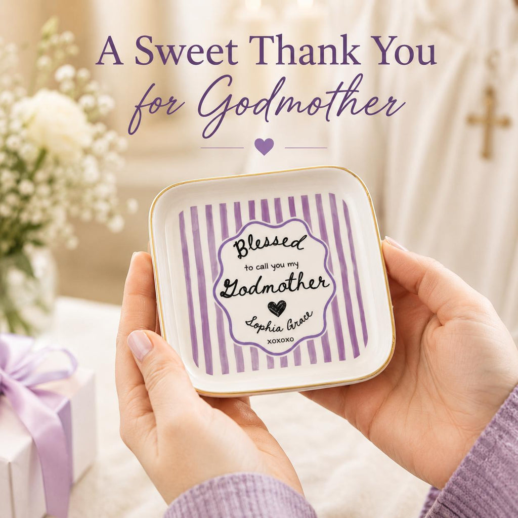 Godmother Proposal Jewelry Dish, Custom Godparent Appreciation Gift, Pregnancy Announcement Keepsake, Baptism Gift for Godmother