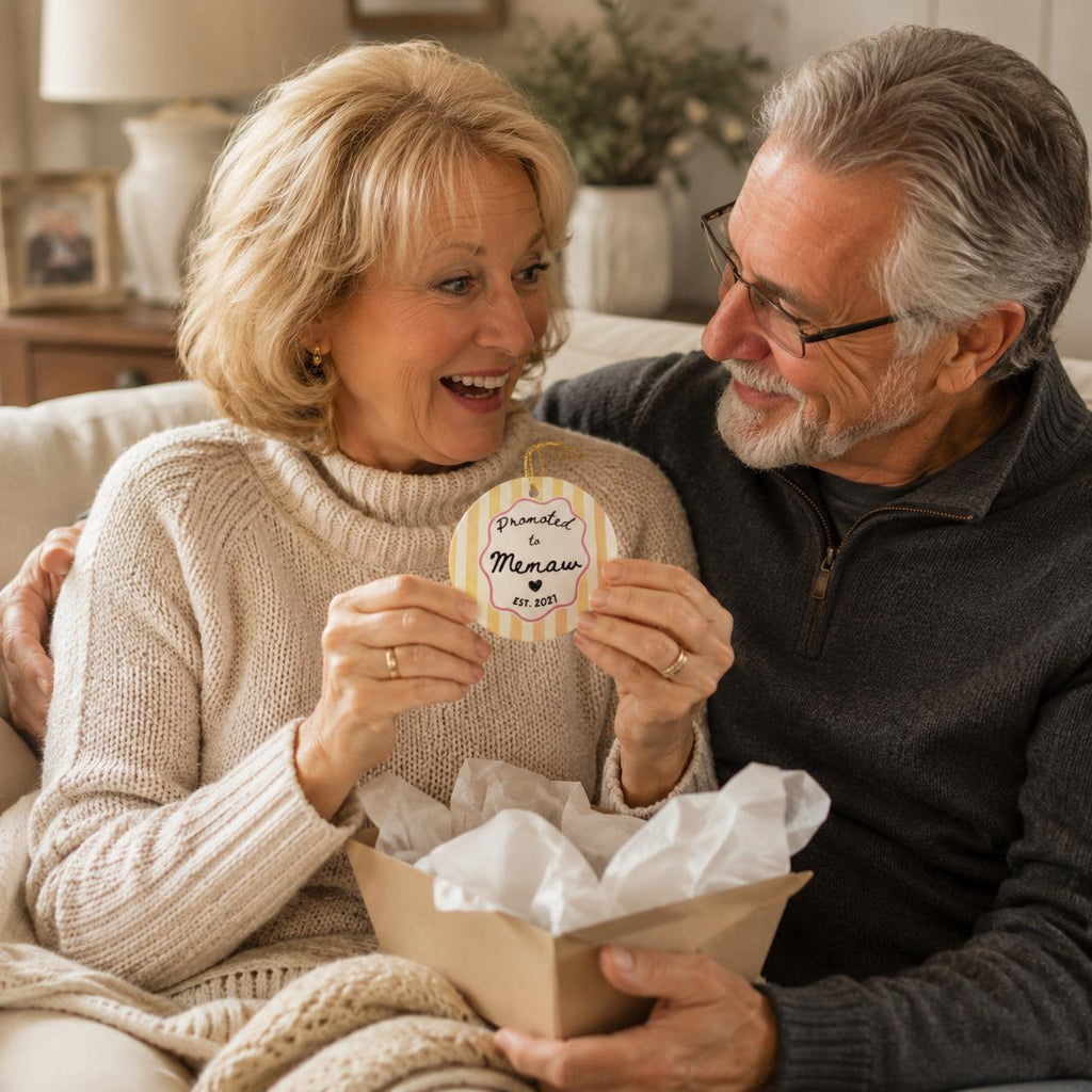 Promoted to Grandparents Ornament, Custom Grandma Grandpa Pregnancy Reveal Announcement, Personalized Expecting Baby Christmas Ornament 2026