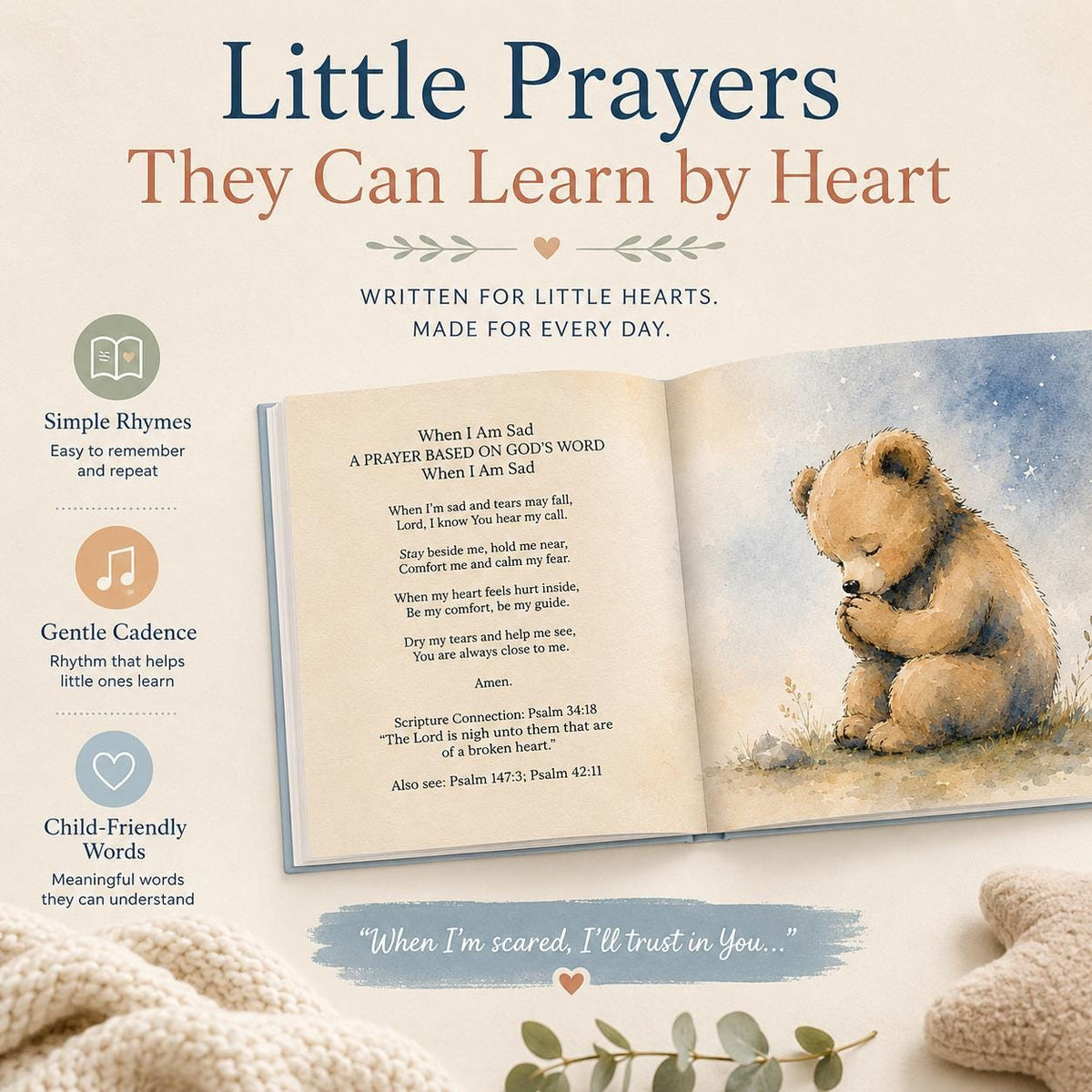 Personalized First Prayer Book for Kids | Scripture-Based Prayers | Custom Name Children's Hardcover | Baptism Christening Gift