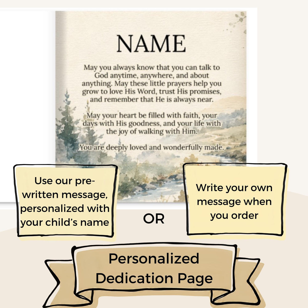 Personalized First Prayer Book for Kids | Scripture-Based Prayers | Custom Name Children's Hardcover | Baptism Christening Gift