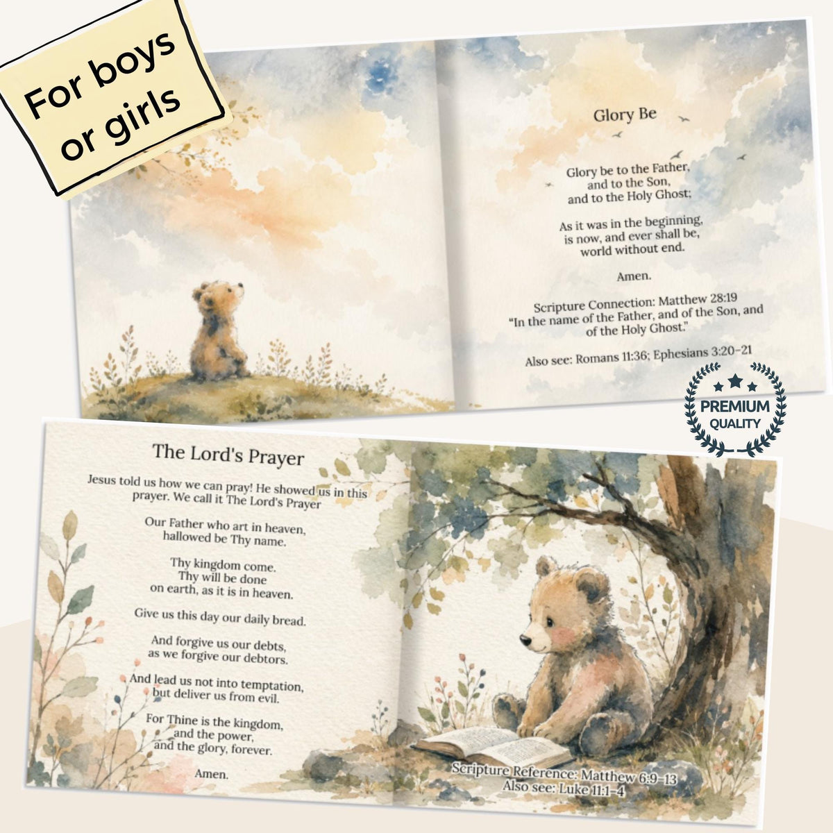 Personalized First Prayer Book for Kids | Scripture-Based Prayers | Custom Name Children's Hardcover | Baptism Christening Gift