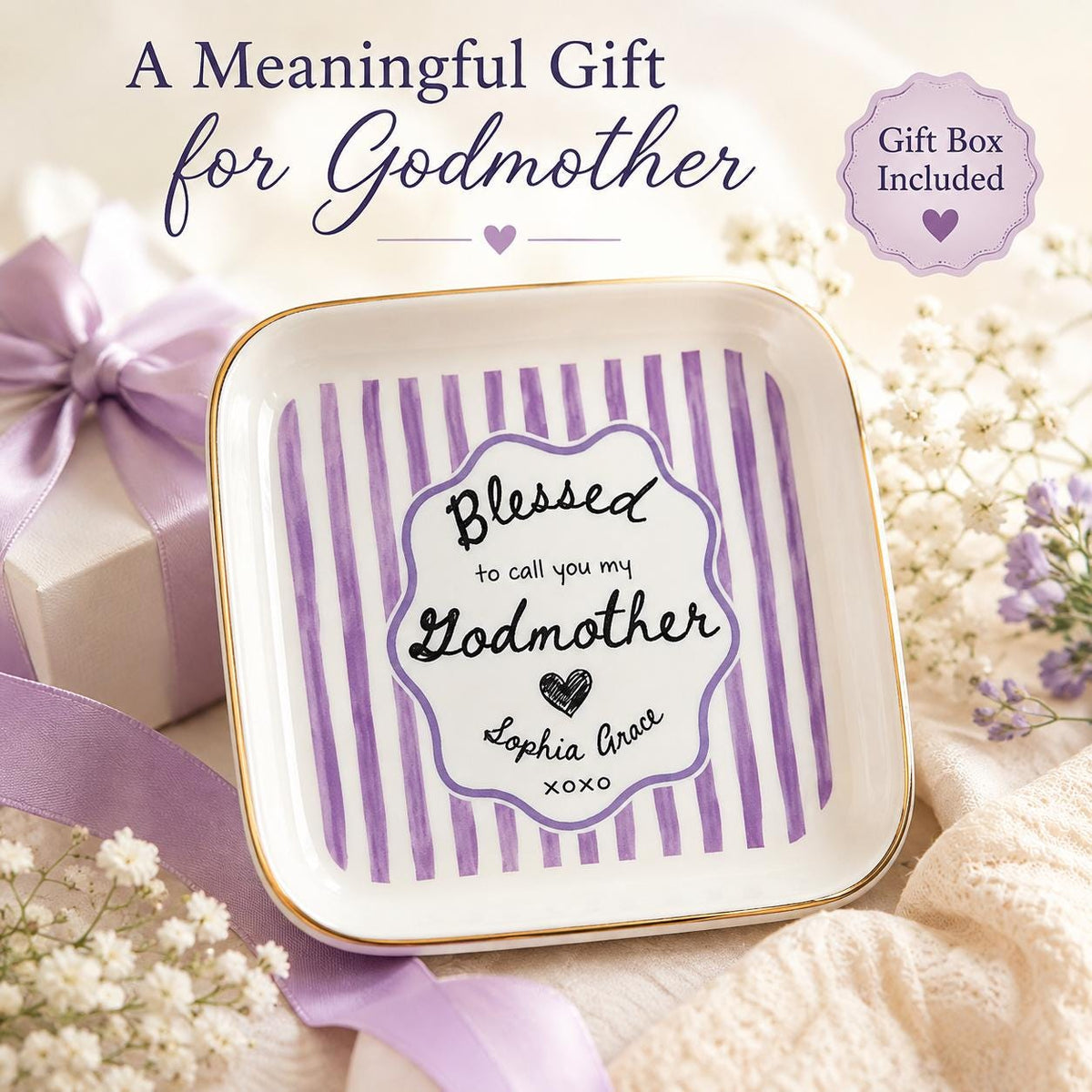 Godmother Proposal Jewelry Dish, Custom Godparent Appreciation Gift, Pregnancy Announcement Keepsake, Baptism Gift for Godmother