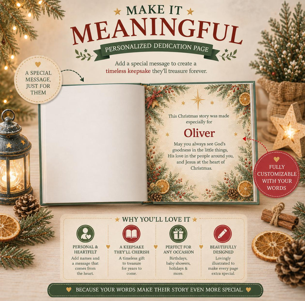 Personalized Christian Christmas Book for Kids | 12 Days of Christmas Blessings | Custom Name Storybook