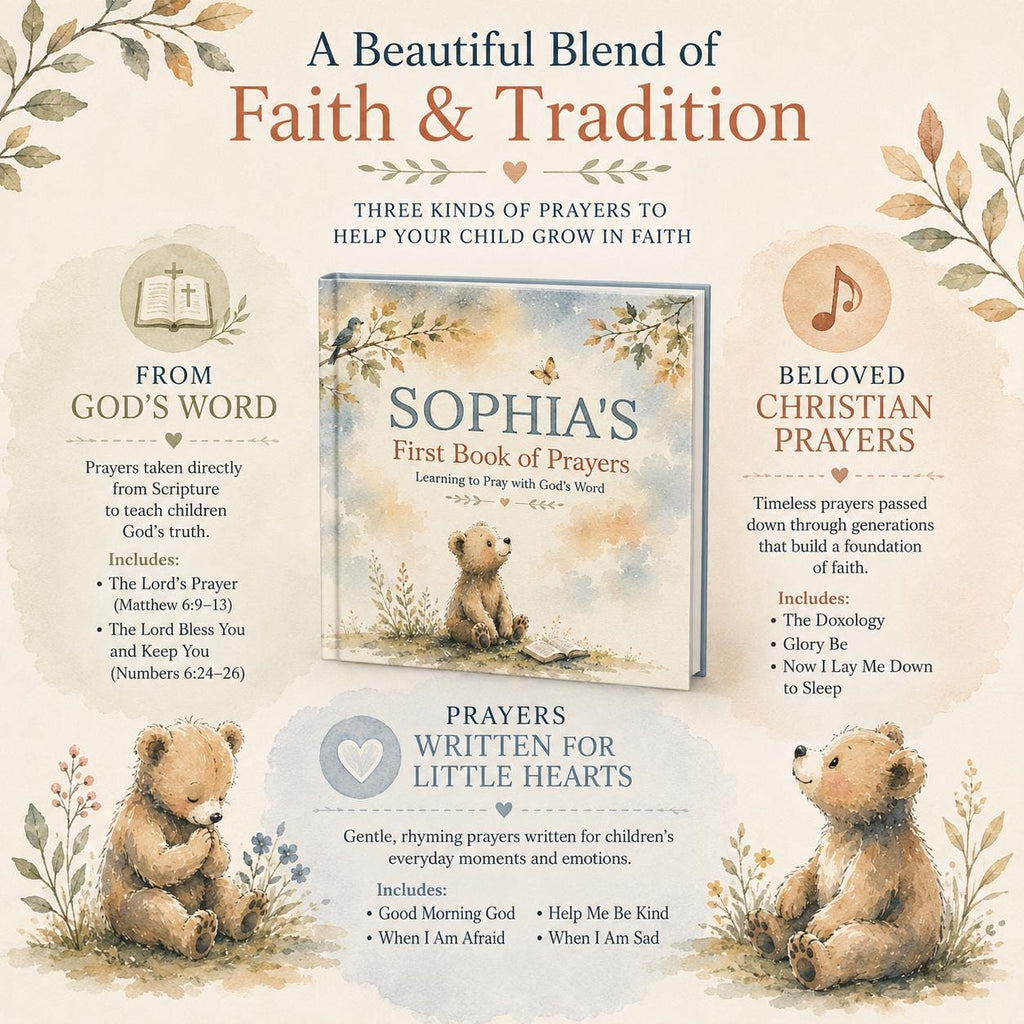 Personalized First Prayer Book for Kids | Scripture-Based Prayers | Custom Name Children's Hardcover | Baptism Christening Gift