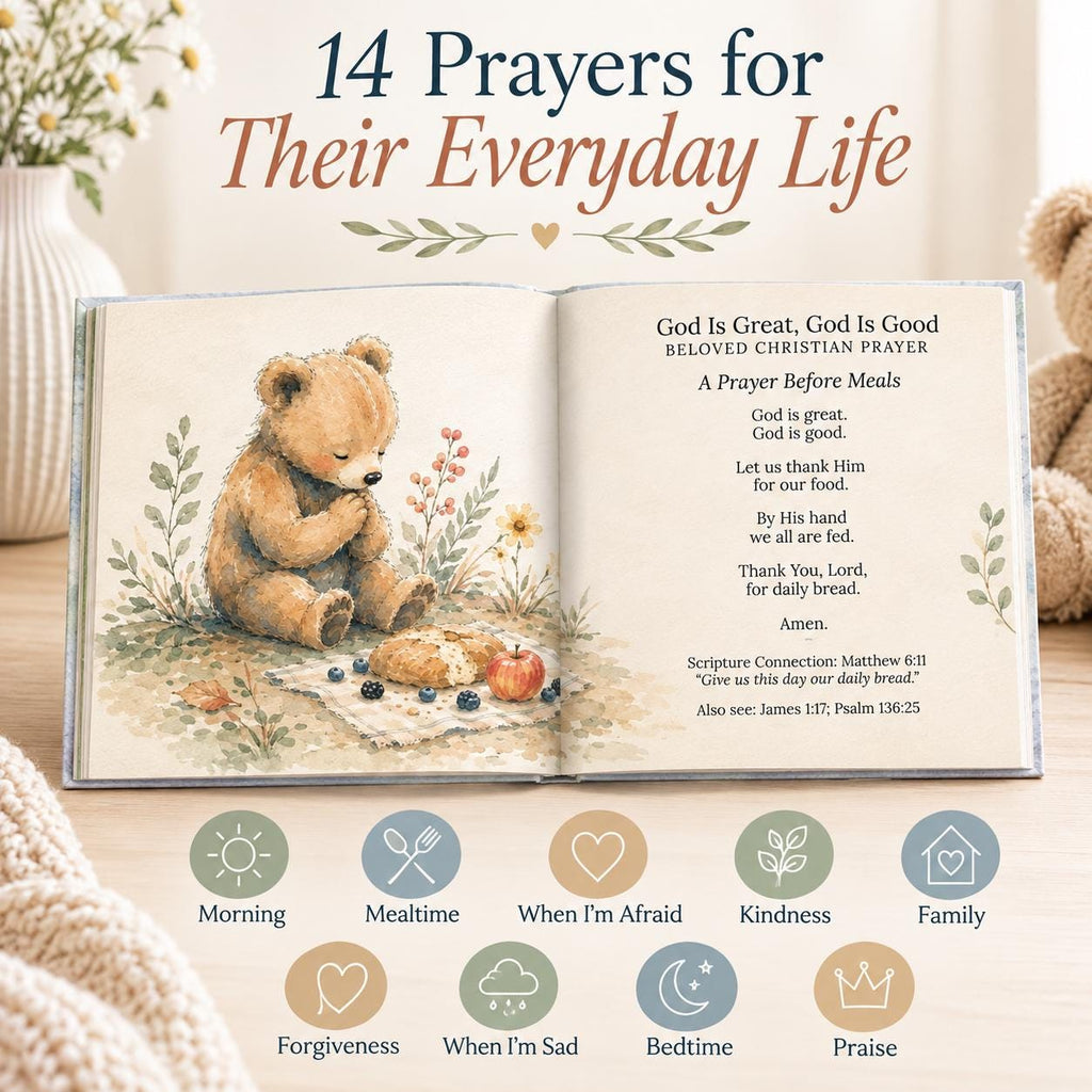 Personalized First Prayer Book for Kids | Scripture-Based Prayers | Custom Name Children's Hardcover | Baptism Christening Gift