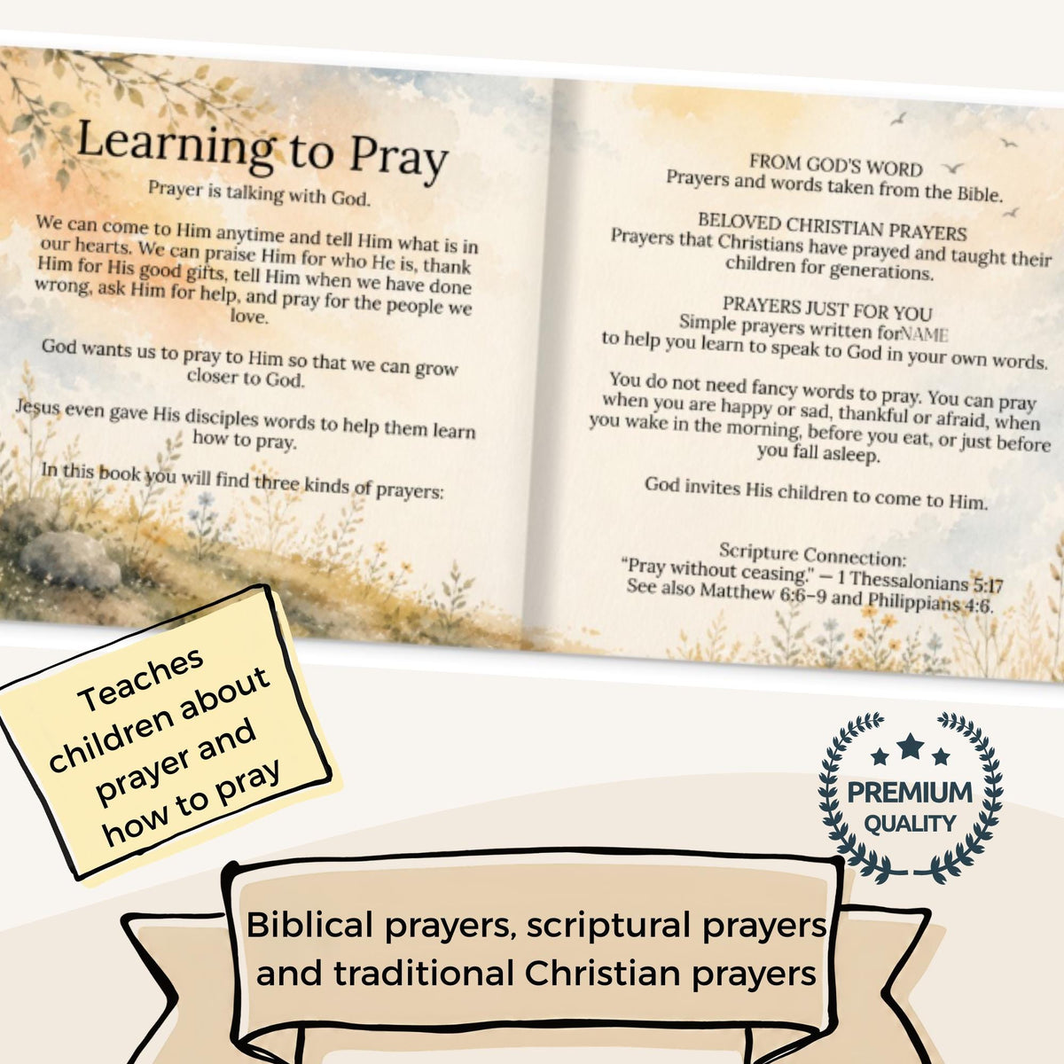 Personalized First Prayer Book for Kids | Scripture-Based Prayers | Custom Name Children's Hardcover | Baptism Christening Gift