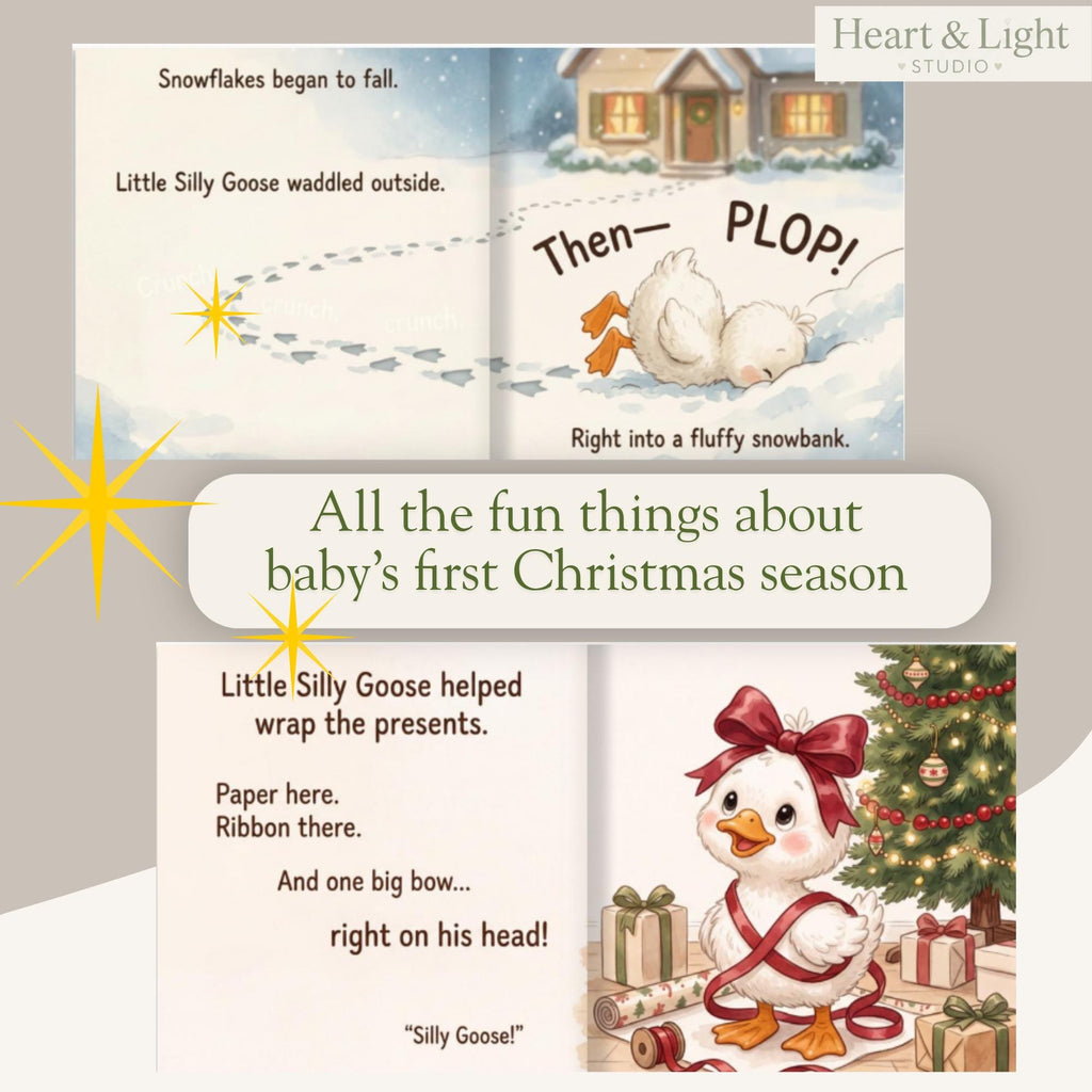 Personalized Baby's First Christmas Book | One Silly Goose Custom Name Storybook | Christian Christmas Gift