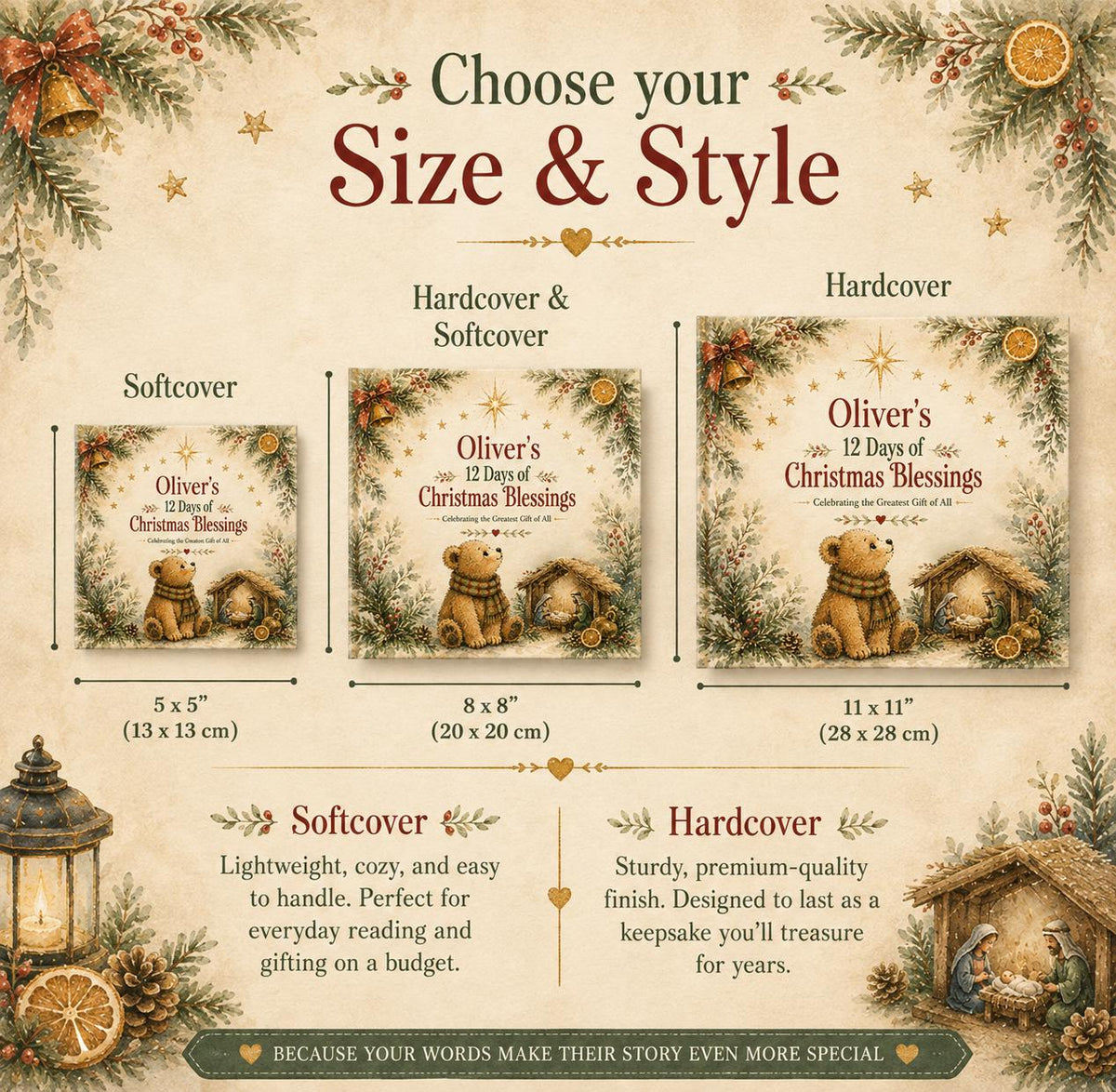 Personalized Christian Christmas Book for Kids | 12 Days of Christmas Blessings | Custom Name Storybook