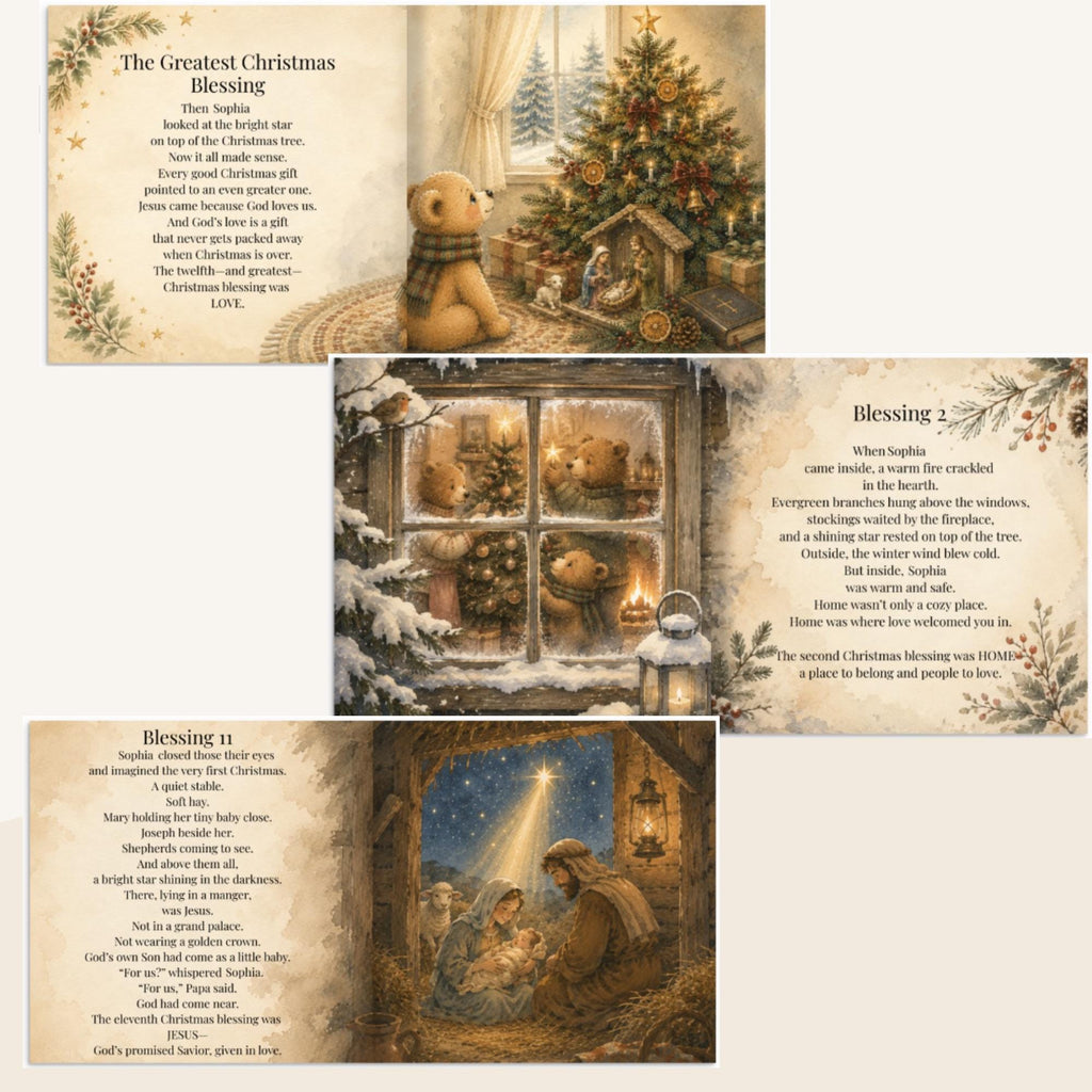 Personalized Christian Christmas Book for Kids | 12 Days of Christmas Blessings | Custom Name Storybook