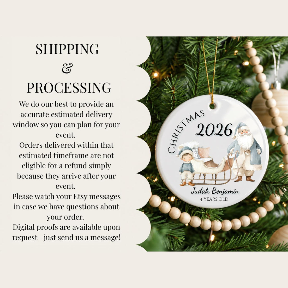 Personalized Boys Christmas Ornament, Custom Age Keepsake Stocking Stuffer, Grandson, Gift for Boy 2026