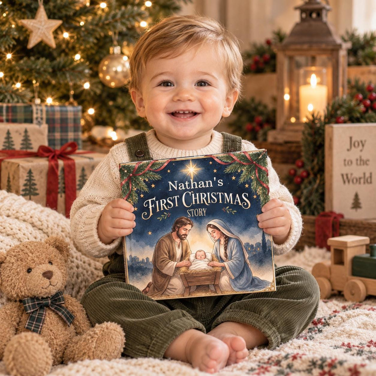 Personalized Baby's First Christmas Book, Christian Nativity Story with Child's Name