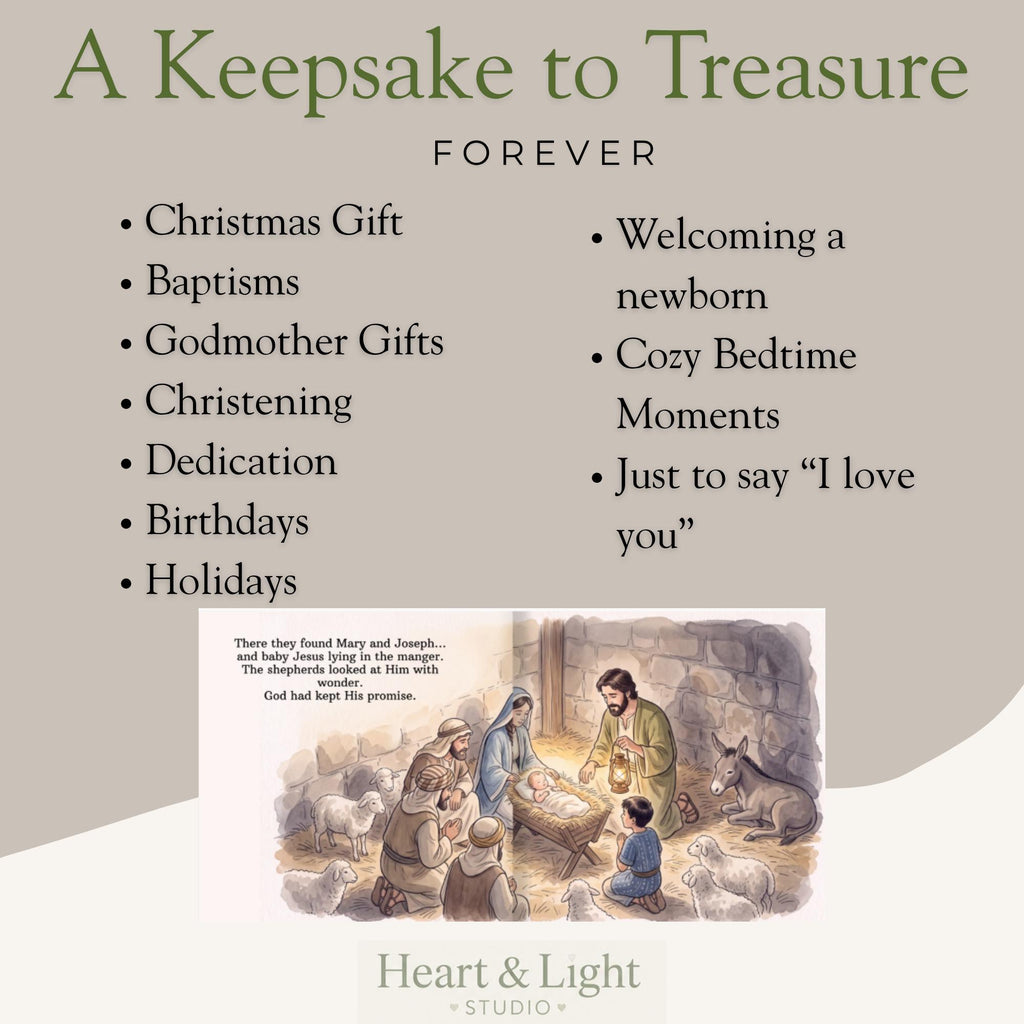 Personalized Baby's First Christmas Story Book, Christian Nativity Keepsake Gift, Jesus Birth Book for Toddler, Godchild Christmas Gift