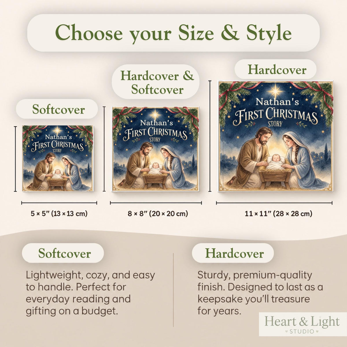 Personalized Baby's First Christmas Book, Christian Nativity Story with Child's Name