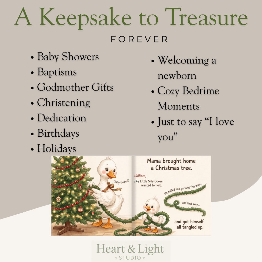 Personalized Baby's First Christmas Book | One Silly Goose Custom Name Storybook | Christian Christmas Gift