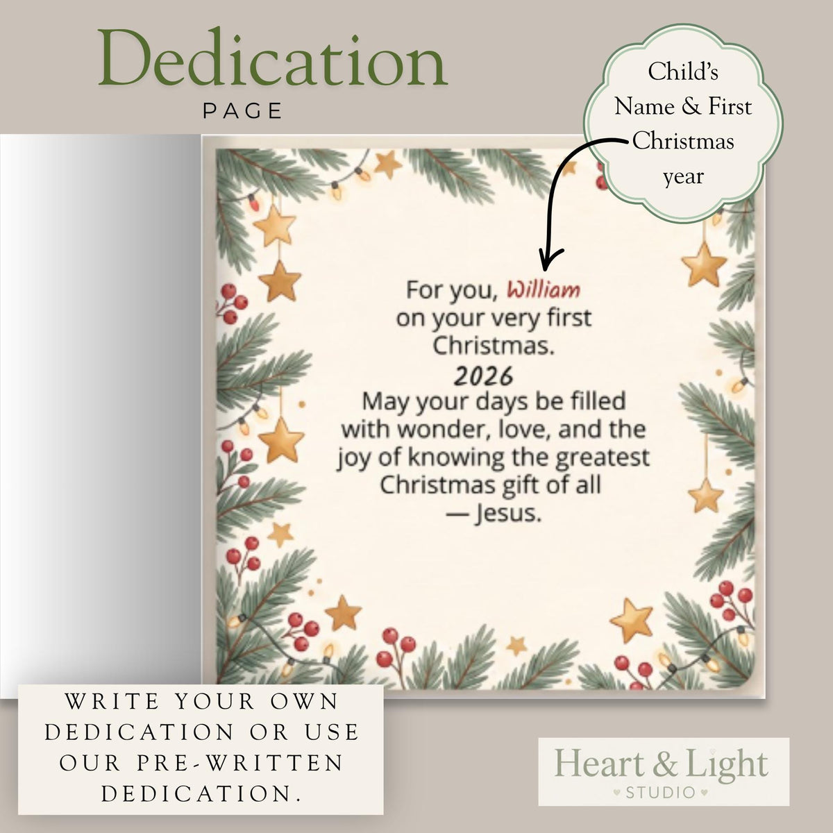 Personalized Baby's First Christmas Book | One Silly Goose Custom Name Storybook | Christian Christmas Gift