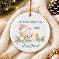 Baby's First Christmas Ornament 2026, Personalized Teddy Bear Keepsake, Custom Name Ceramic Ornament, New Baby Gift, Grandbaby Gift