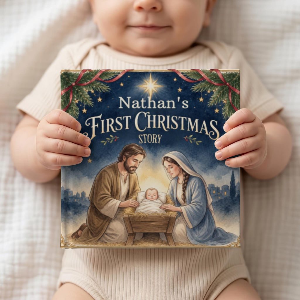 Personalized Baby's First Christmas Book, Christian Nativity Story with Child's Name