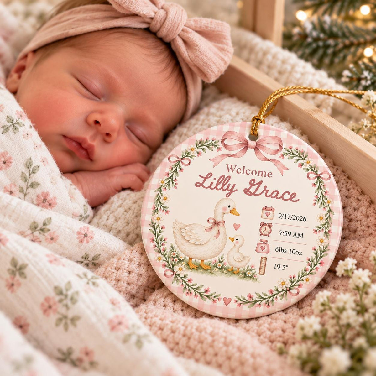 Personalized Birth Stats Ornament, Baby's First Christmas 2026 Keepsake, Silly Goose Nursery Newborn Gift, Welcome Baby Ornament