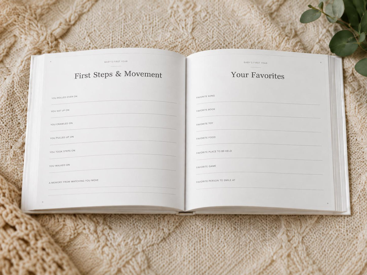 Personalized Baby Memory Book, First Year Milestone Journal, Newborn Keepsake, Baby Shower Gift for New Mom, Boy or Girl, 30 or 62 Pages