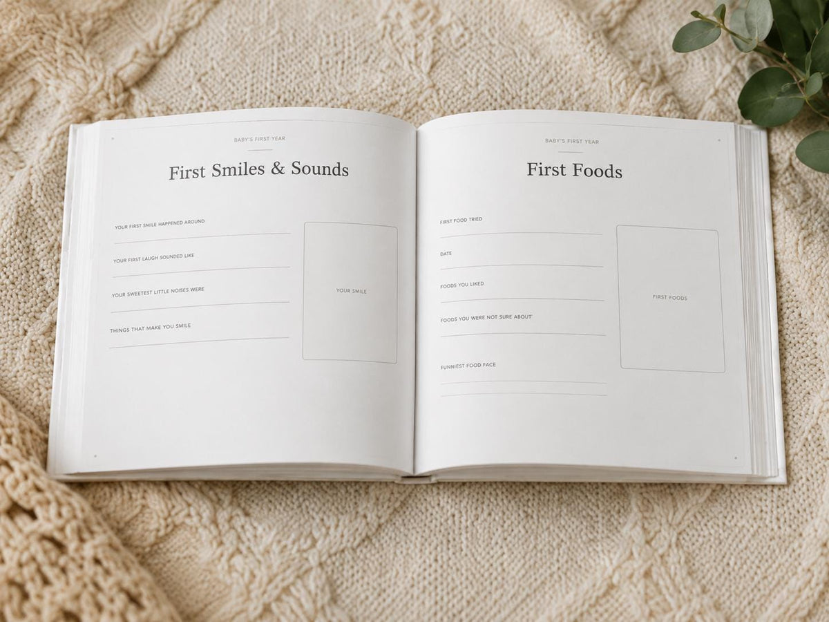 Personalized Baby Memory Book, First Year Milestone Journal, Newborn Keepsake, Baby Shower Gift for New Mom, Boy or Girl, 30 or 62 Pages