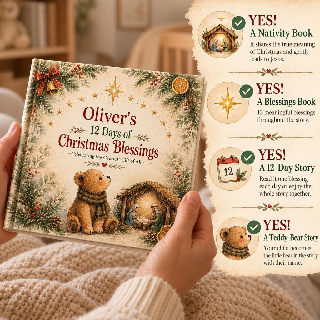 Personalized Christian Christmas Book for Kids | 12 Days of Christmas Blessings | Custom Name Storybook