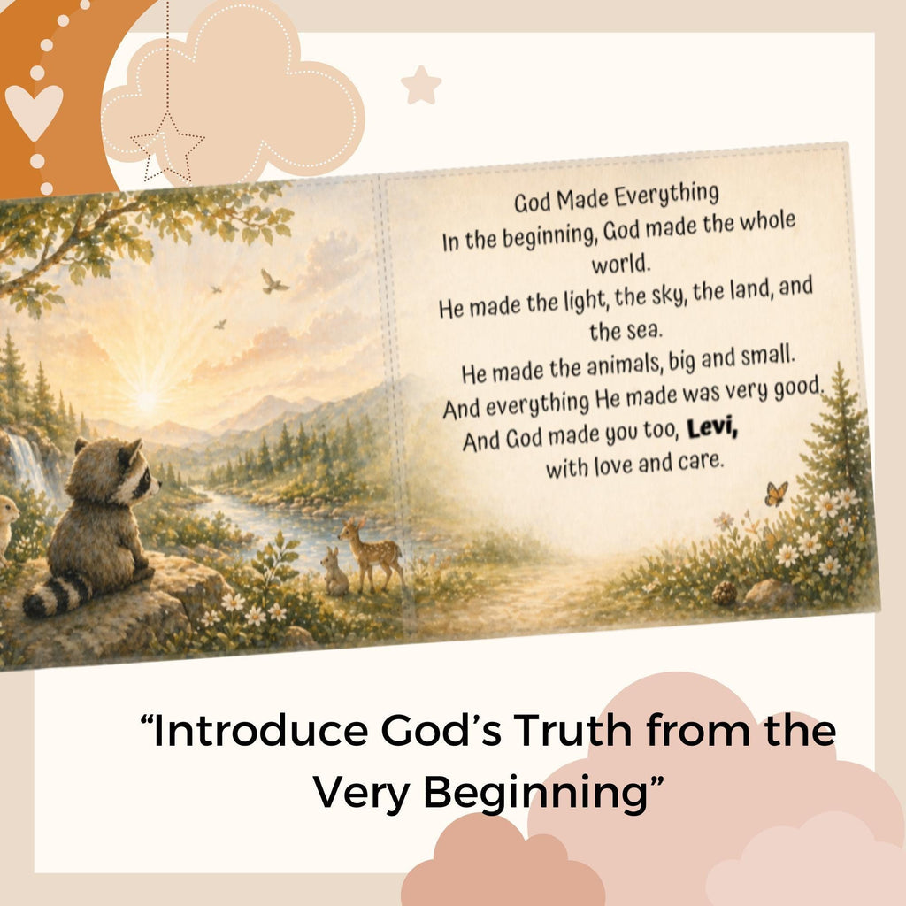 Personalized Baby Bible Storybook, Christian Baptism Gift for Baby, First Bible Stories for Toddler, Custom Name Christening Book