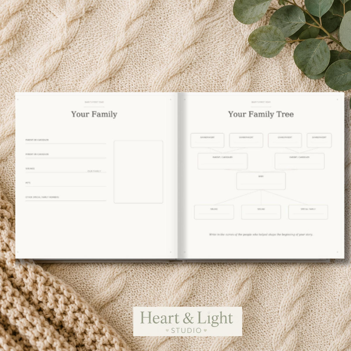 Personalized Baby Memory Book, Vintage Clothesline First Year Milestones, Baby Keepsake Journal, New Mom Gift, Pink or Blue Shower Gift