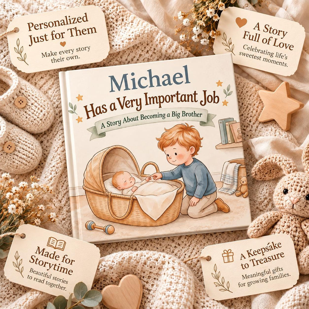 Personalized Big Brother Book, Custom Name Story About Becoming a Big Brother, New Baby Gift for Toddler Boy, Sibling Keepsake