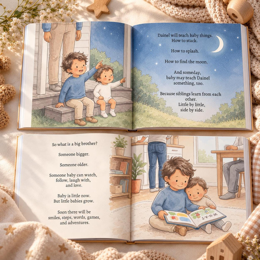 Personalized Big Brother Book, Custom Name Story About Becoming a Big Brother, New Baby Gift for Toddler Boy, Sibling Keepsake