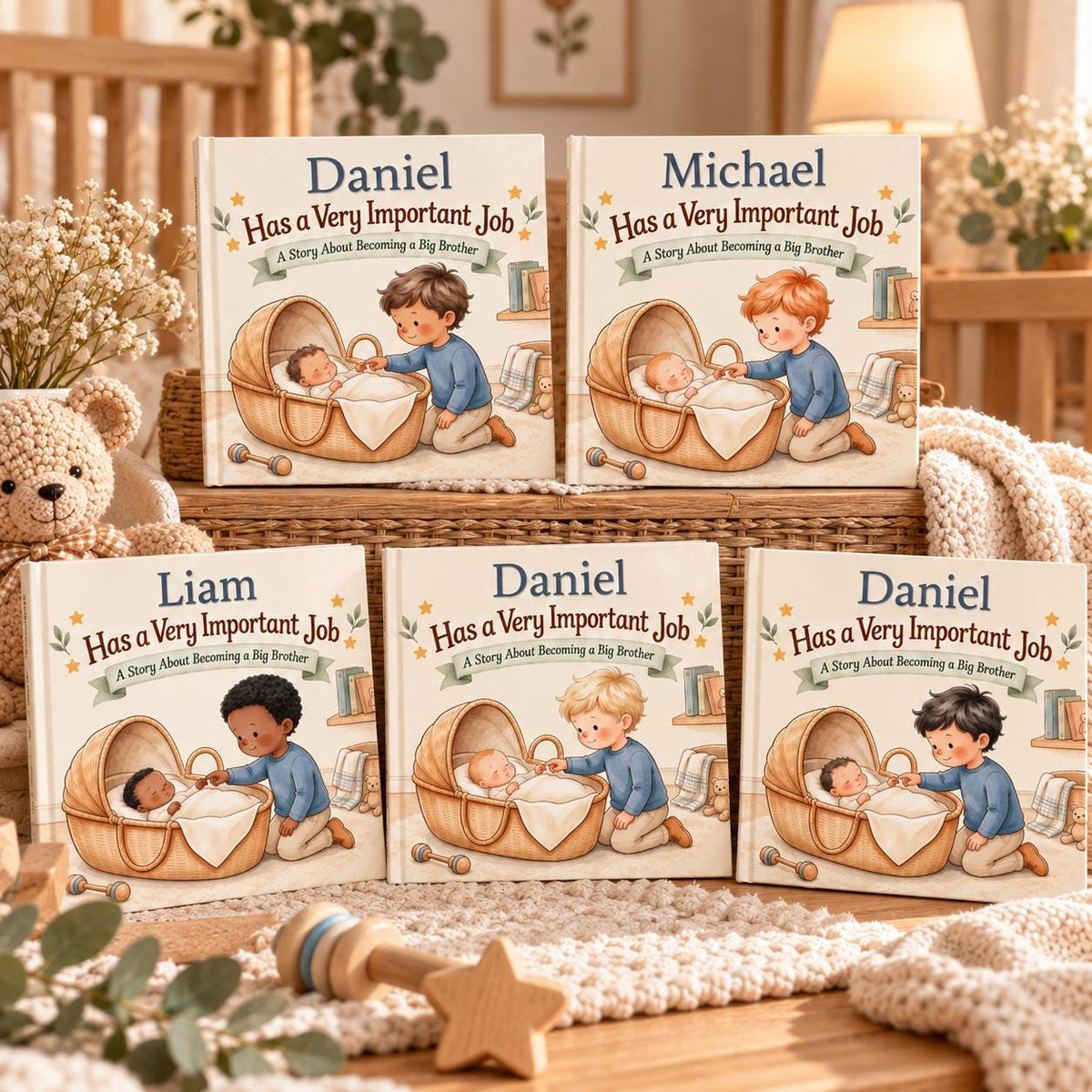 Personalized Big Brother Book, Custom Name Story About Becoming a Big Brother, New Baby Gift for Toddler Boy, Sibling Keepsake