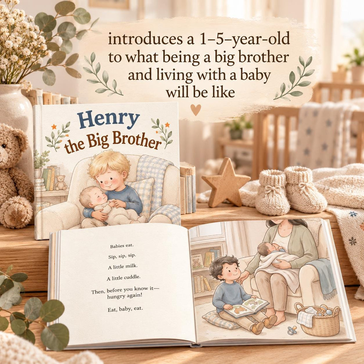 Personalized Big Brother Book, New Sibling Gift, Custom Name & Character Storybook, New Baby Gift for Toddler, Big Brother Keepsake