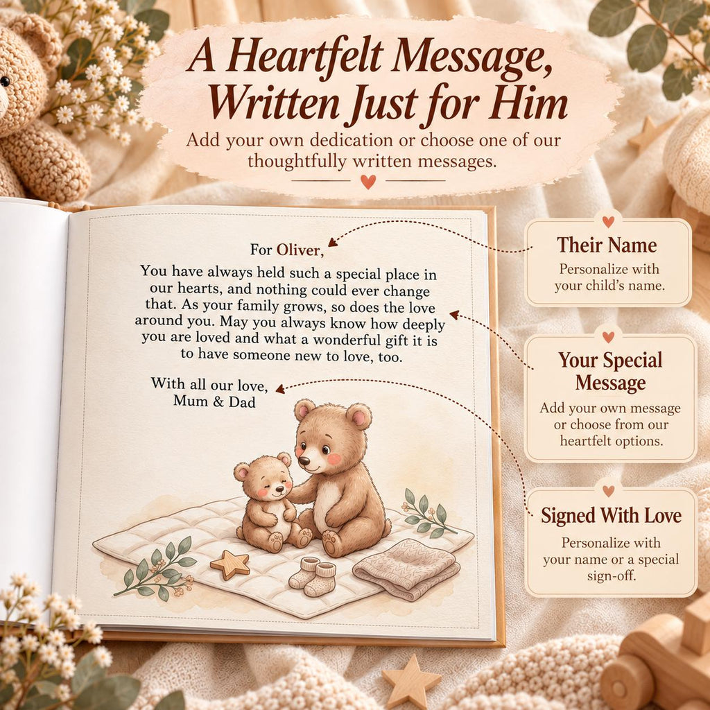 Personalized Big Brother or Big Sister Book, Custom Name Bear Storybook, New Sibling Gift for Toddler, New Baby Keepsake