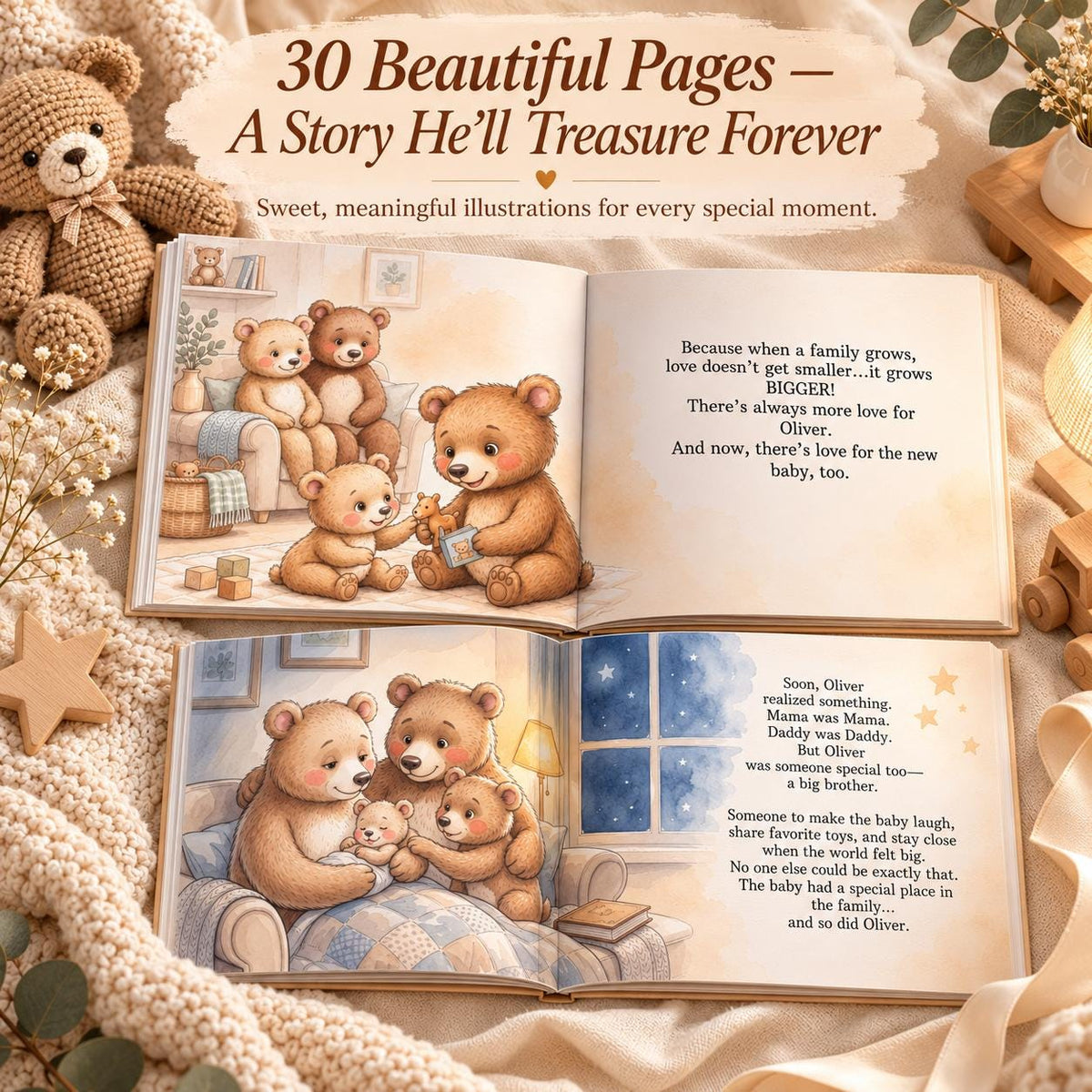 Personalized Big Sister Book, Big Brother Book, New Baby Gift for Older Sibling, Custom Name Storybook, Hospital Welcome Gift