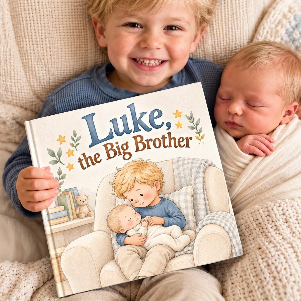 Personalized Big Brother Book, New Sibling Gift, Custom Name & Character Storybook, New Baby Gift for Toddler, Big Brother Keepsake