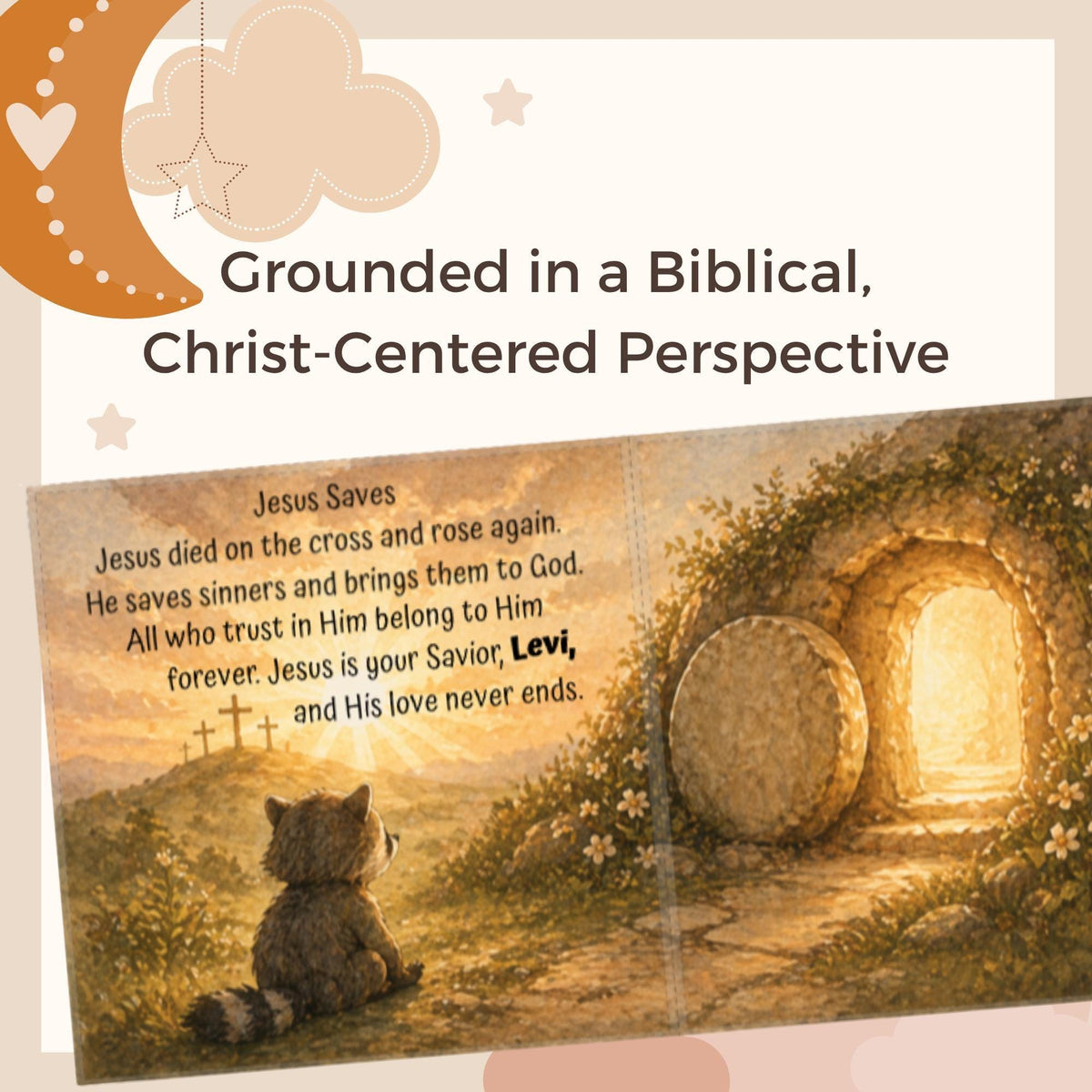 Personalized Baby Bible Storybook, Christian Baptism Gift for Baby, First Bible Stories for Toddler, Custom Name Christening Book