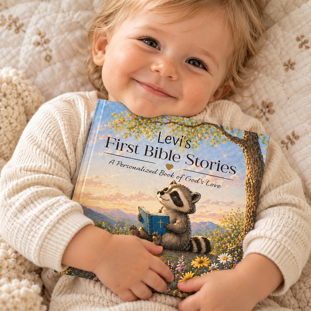 Personalized Baby Bible Storybook, Christian Baptism Gift for Baby, First Bible Stories for Toddler, Custom Name Christening Book