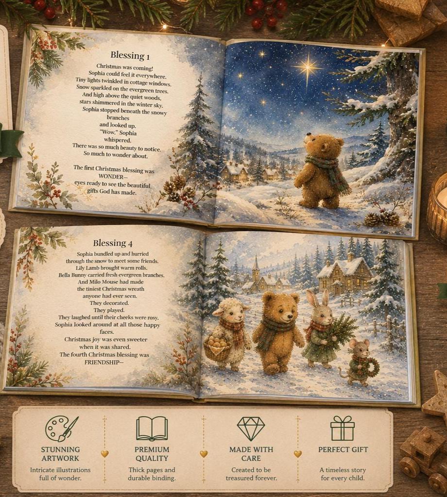 Personalized Christian Christmas Book for Kids | 12 Days of Christmas Blessings | Custom Name Storybook