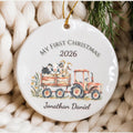 Personalized Baby's First Christmas Ornament, Farm Tractor Animals, Keepsake Gift (2026)