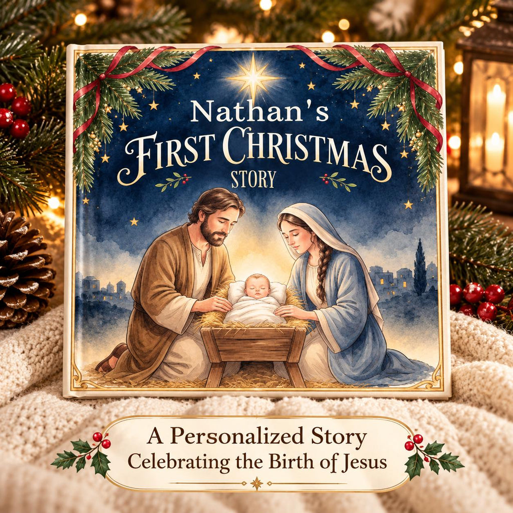 Personalized Baby's First Christmas Book, Christian Nativity Story with Child's Name