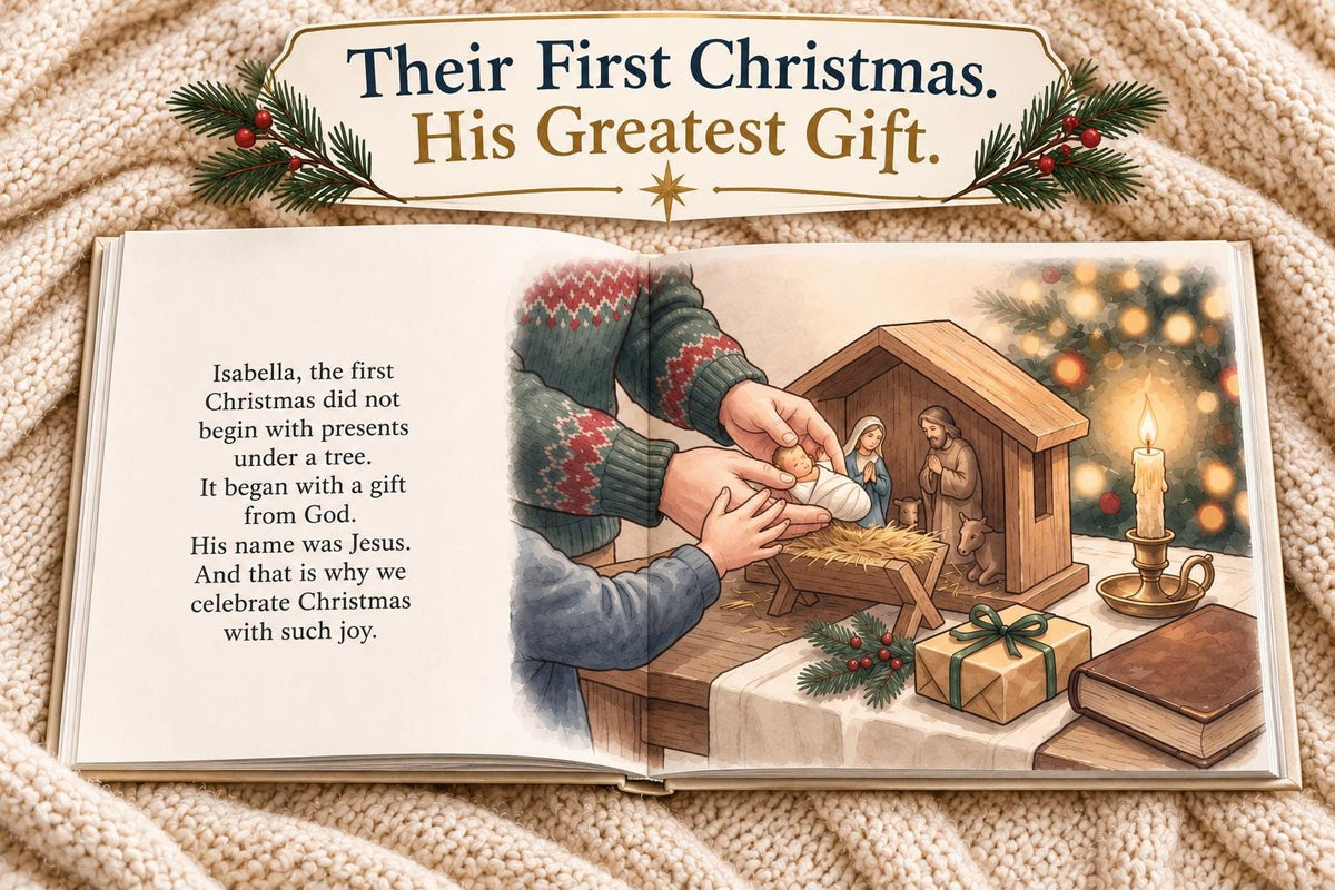 Personalized Baby's First Christmas Book, Christian Nativity Story with Child's Name