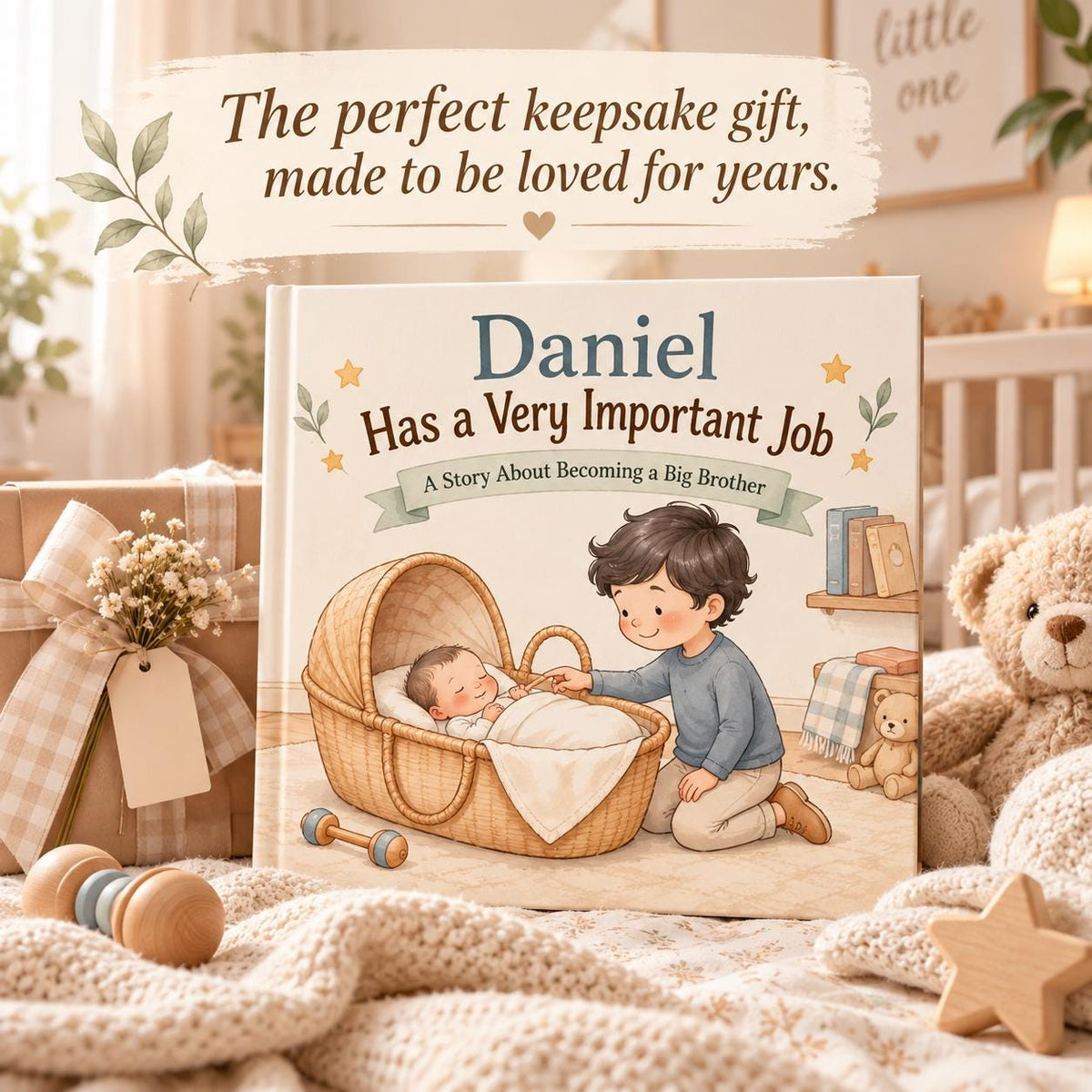 Personalized Big Brother Book, Custom Name Story About Becoming a Big Brother, New Baby Gift for Toddler Boy, Sibling Keepsake