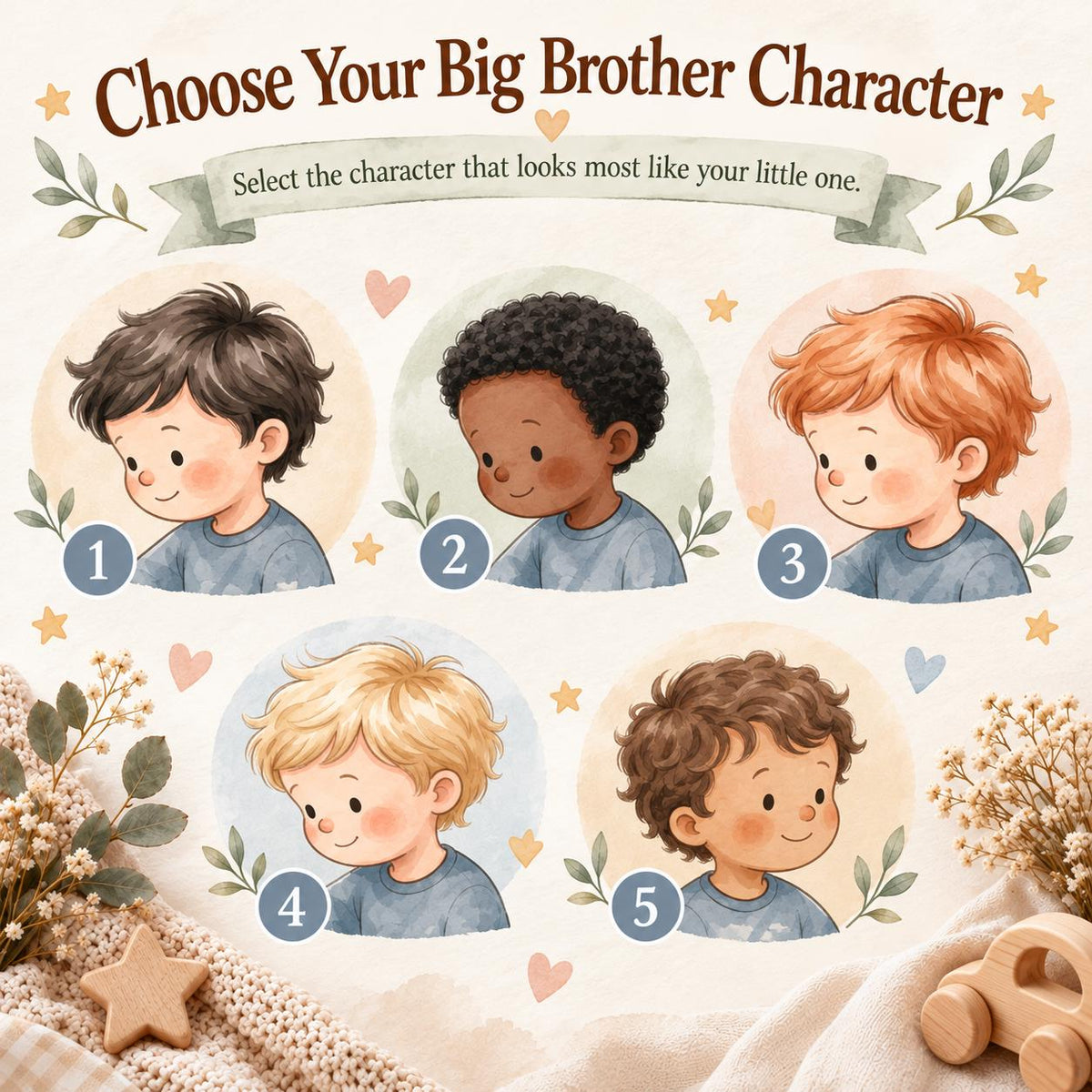 Personalized Big Brother Book, New Sibling Gift, Custom Name & Character Storybook, New Baby Gift for Toddler, Big Brother Keepsake