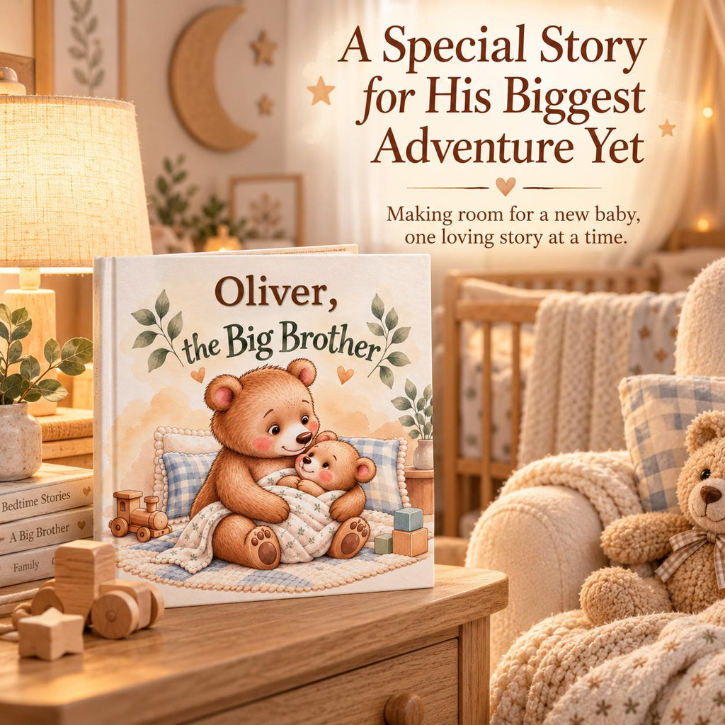 Personalized Big Brother or Big Sister Book, Custom Name Bear Storybook, New Sibling Gift for Toddler, New Baby Keepsake