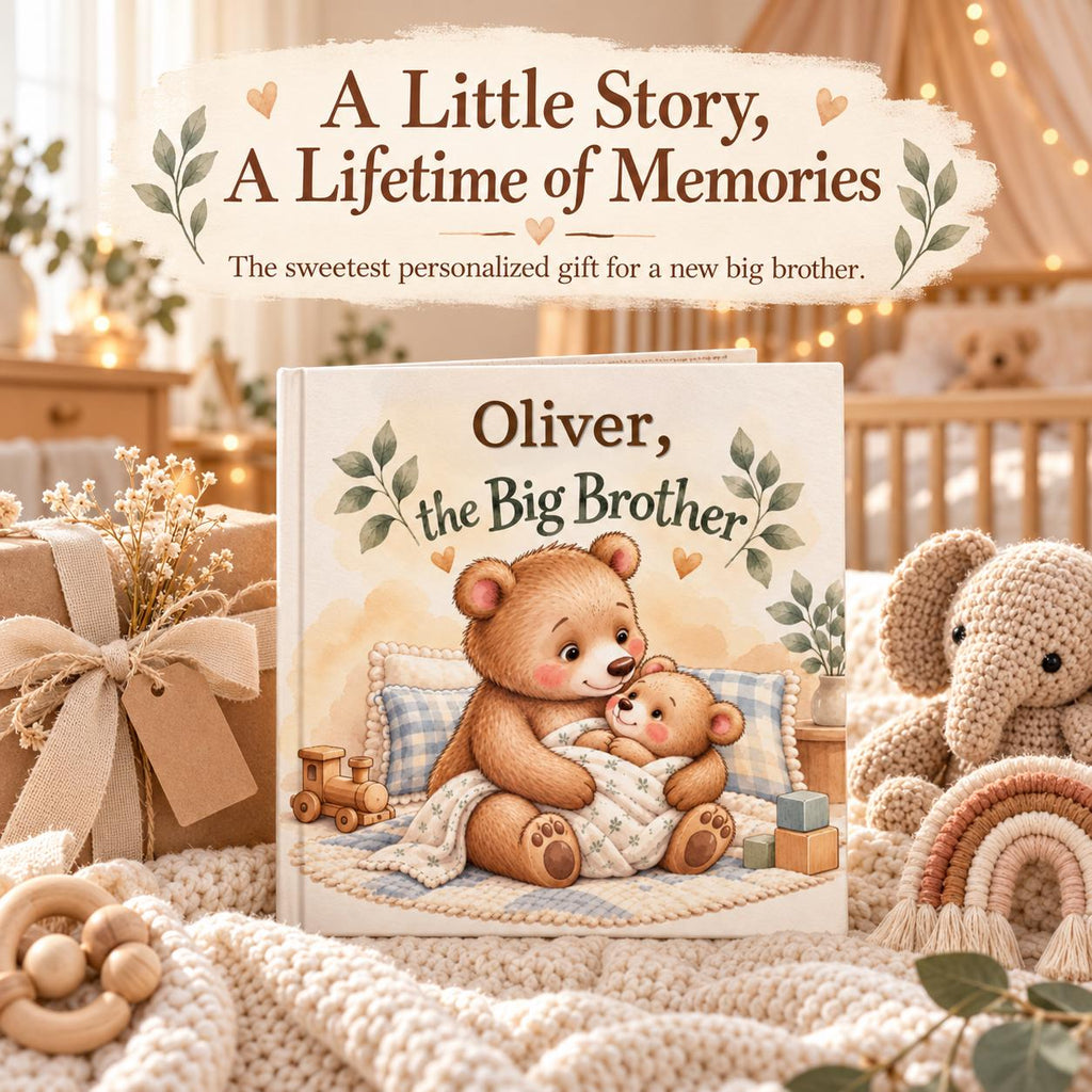 Personalized Big Brother or Big Sister Book, Custom Name Bear Storybook, New Sibling Gift for Toddler, New Baby Keepsake
