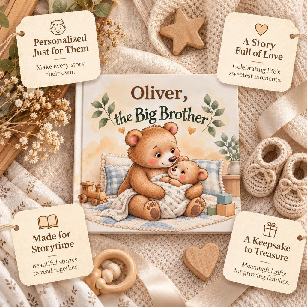 Personalized Big Sister Book, Big Brother Book, New Baby Gift for Older Sibling, Custom Name Storybook, Hospital Welcome Gift