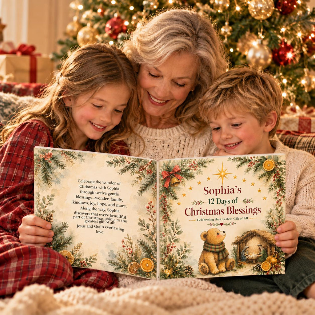 Personalized Christian Christmas Book for Kids | 12 Days of Christmas Blessings | Custom Name Storybook